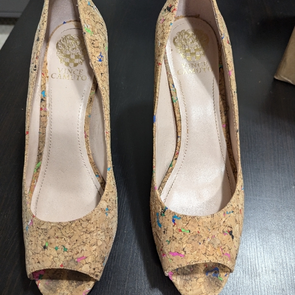 Vince Camuto Women's Cork Peep Toe Heels - Multicolor